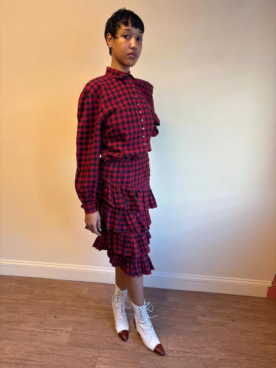 80s Norma Kamali Red Plain Set product image