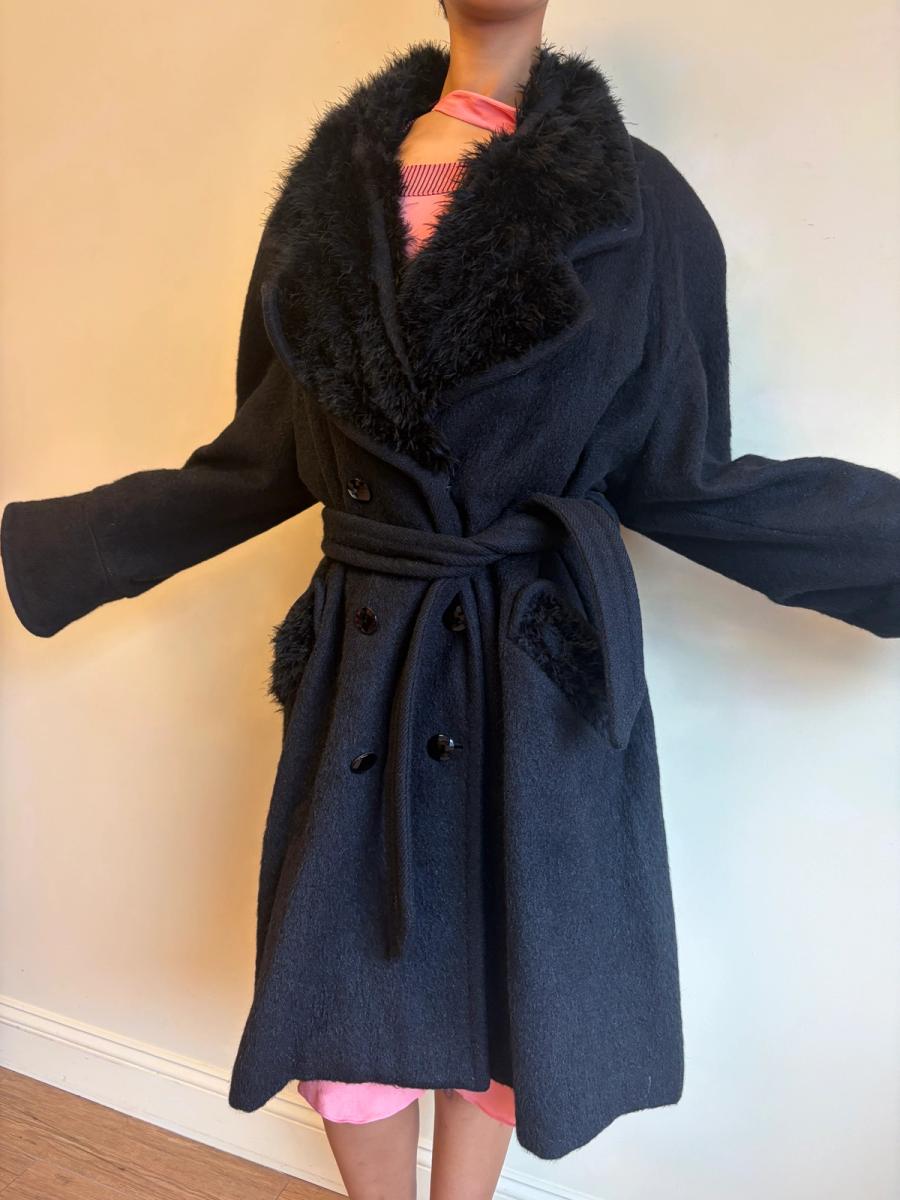 Vintage Chantal Thomass Mohair and Marabou Trench Coat product image