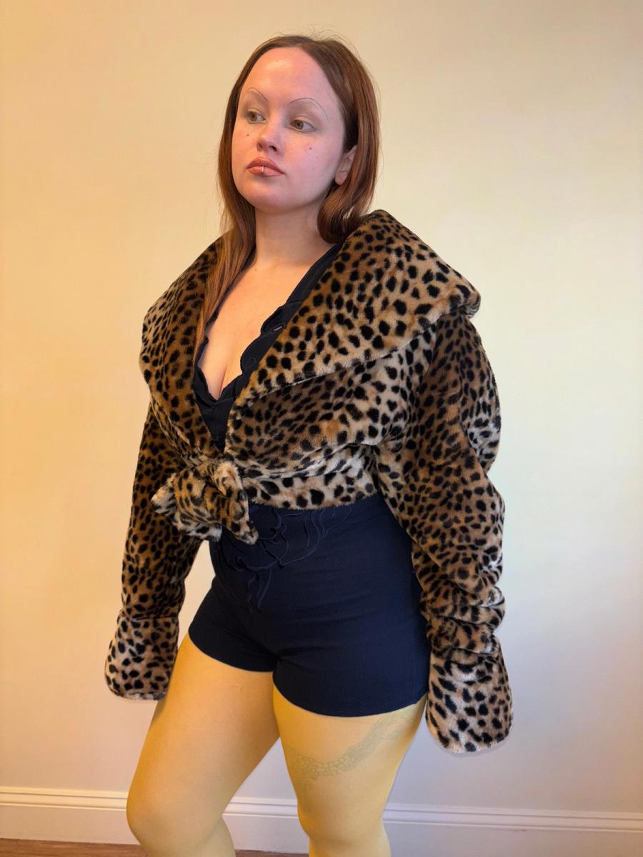 90s Yvan & Marzia Leopard Faux Fur Cropped Coat product image