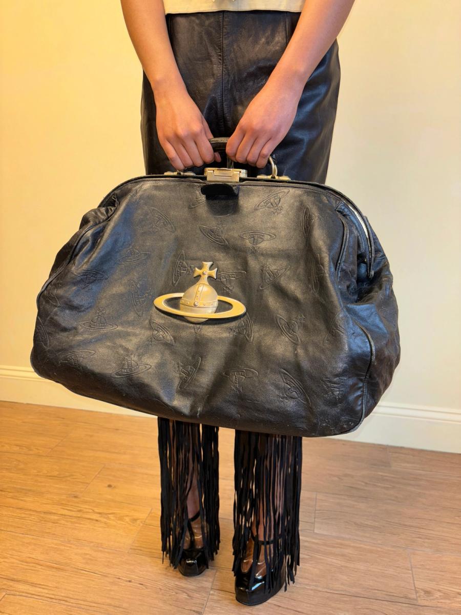 Vivienne Westwood "On Liberty" Leather Doctor Bag with Oversized Brass Orb 