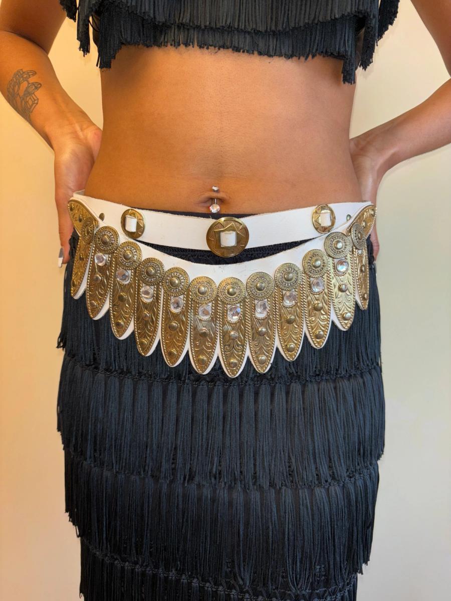 80s French Rhinestone Feather Belt product image