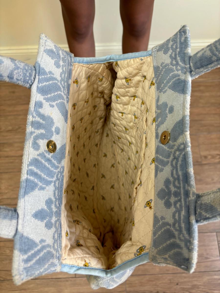 90s Vivienne Westwood Blue Terrycloth Crown Purse product image