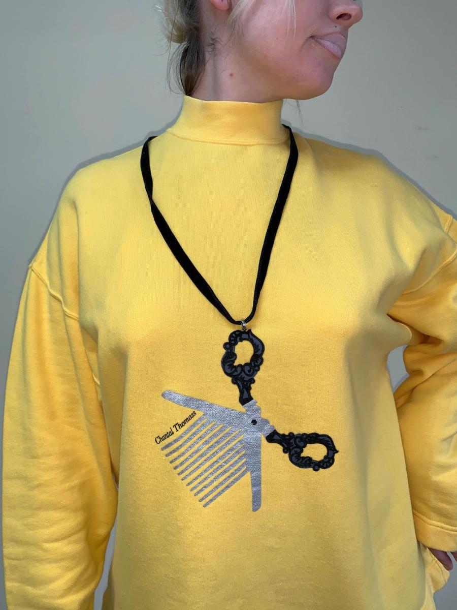 1980s Chantal Thomass Tromp L'oeil Flocked Scissor Top product image