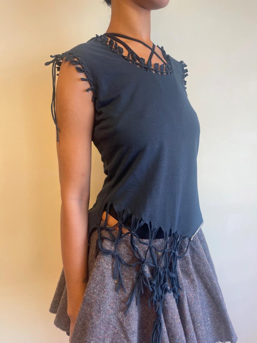 Michiko Koshino Shredded and Knotted Tank Top product image