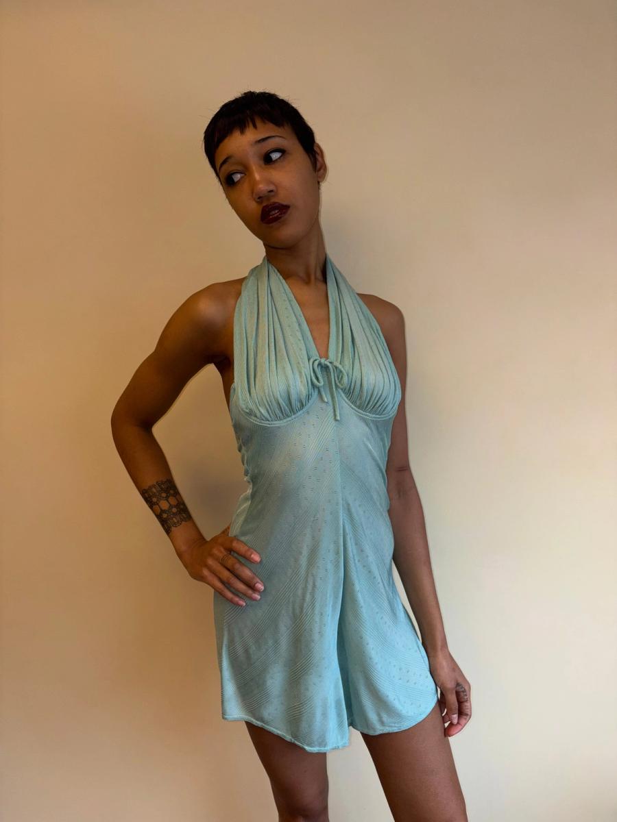 Vintage Chantal Thomass Aqua Halter Romper product image