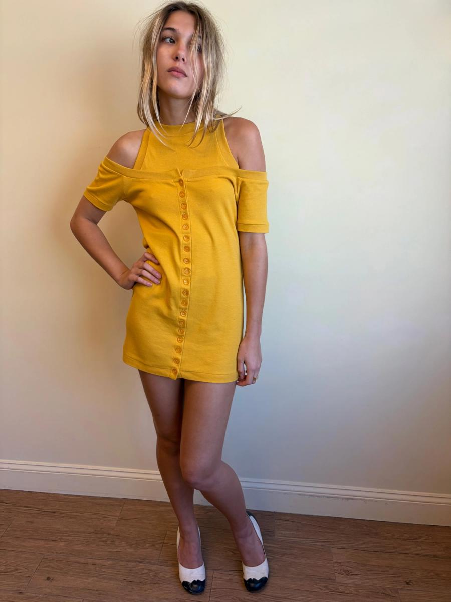 80s Norma Kamali Double Layered Sweat Mini Dress product image