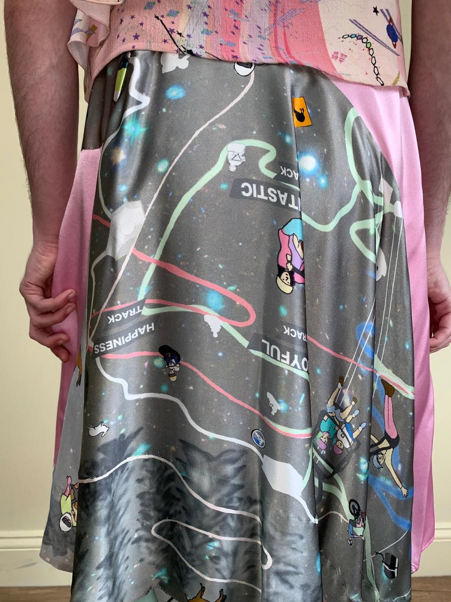 Tsumori Chisato Silk Sporting Map & Text Print Skirt product image