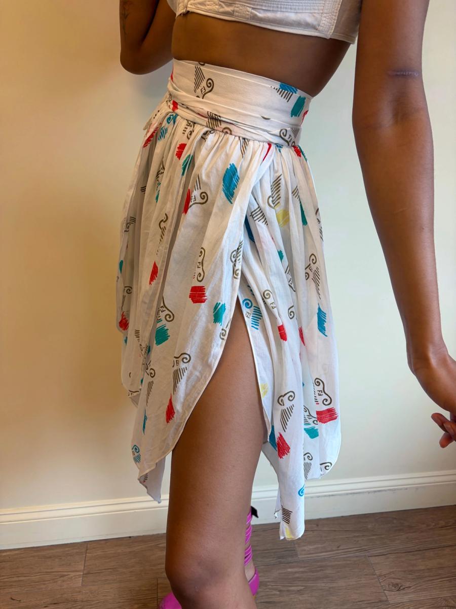 80s Fendi Jagged Hem Wrap Skirt product image