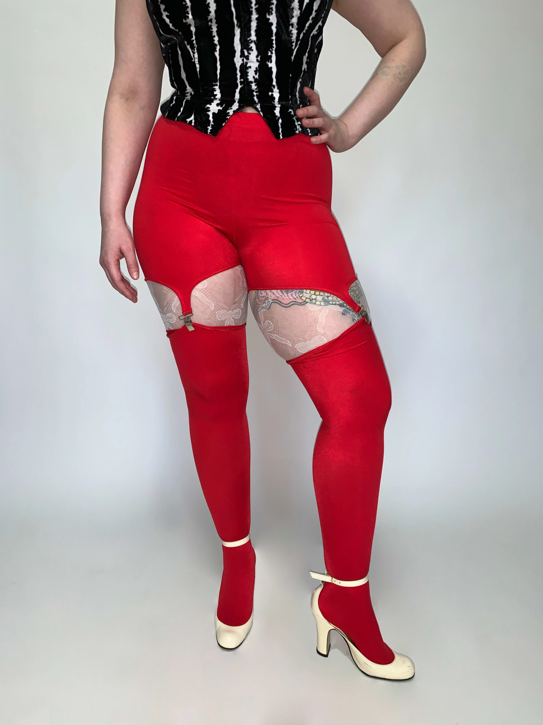 80s Deadstock Spandex Garter Leggings