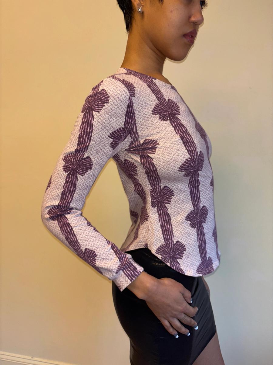 90s Vivienne Westwood Purple Ribbon Print Top product image