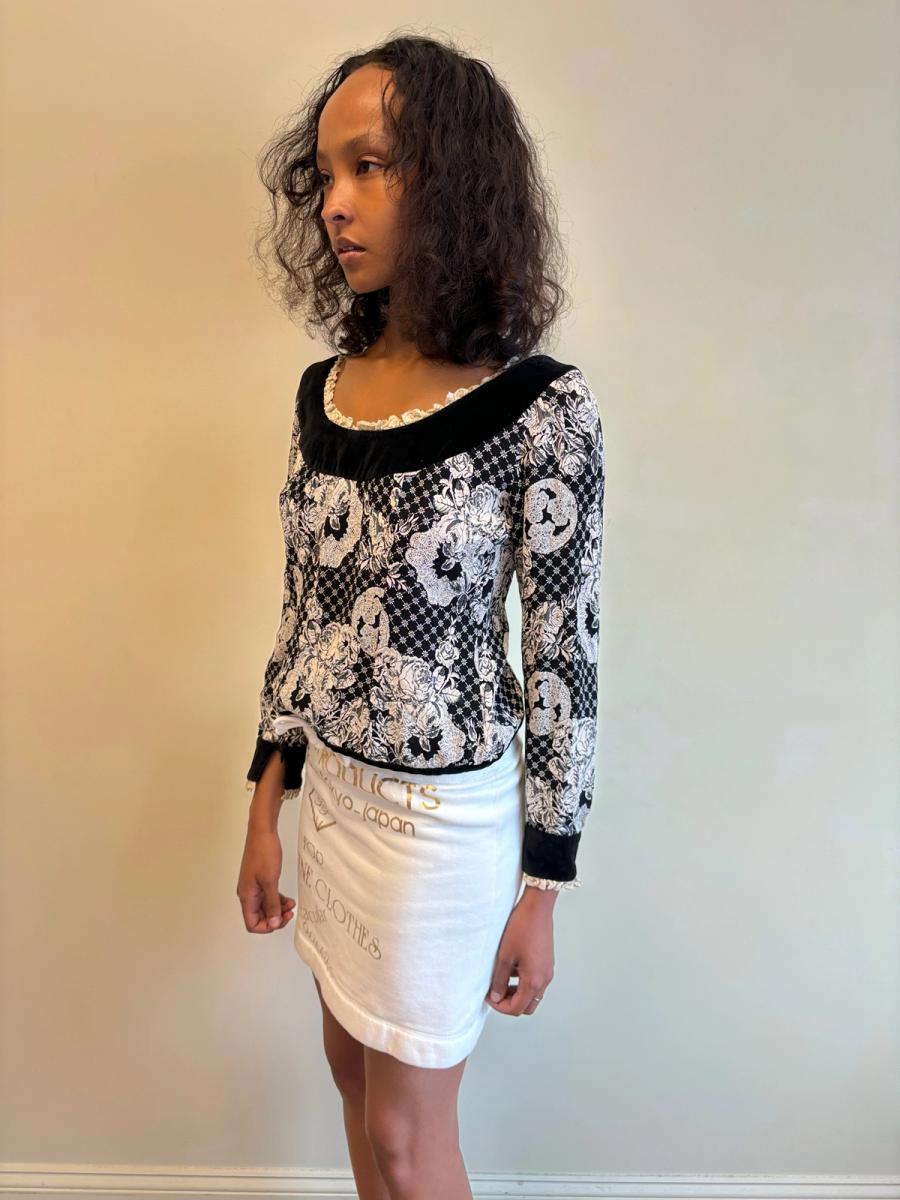 80s Chantal Thomass Velvet Floral Top product image