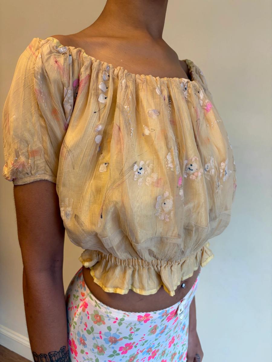 Vintage French Handpainted Silk Top product image