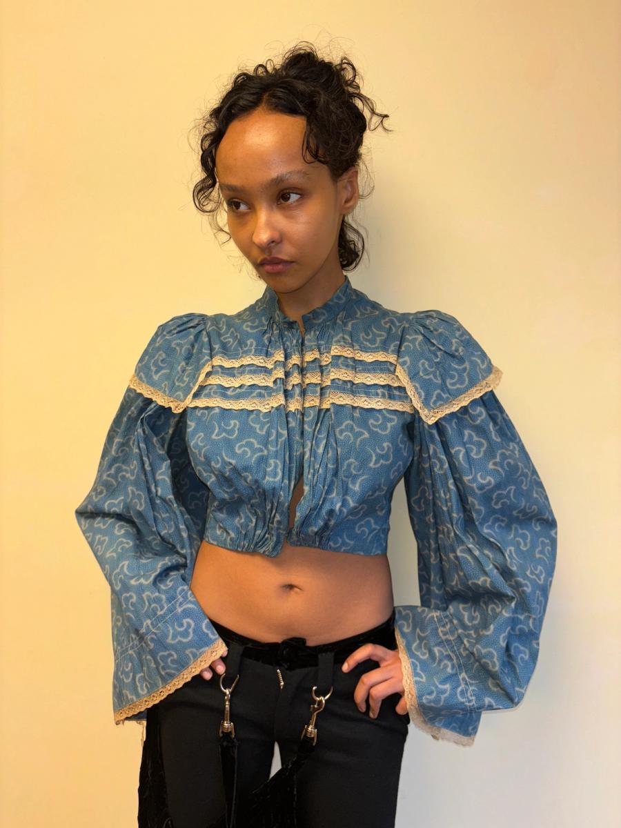 1860s Rare Bell Sleeve French Calico Bodice product image