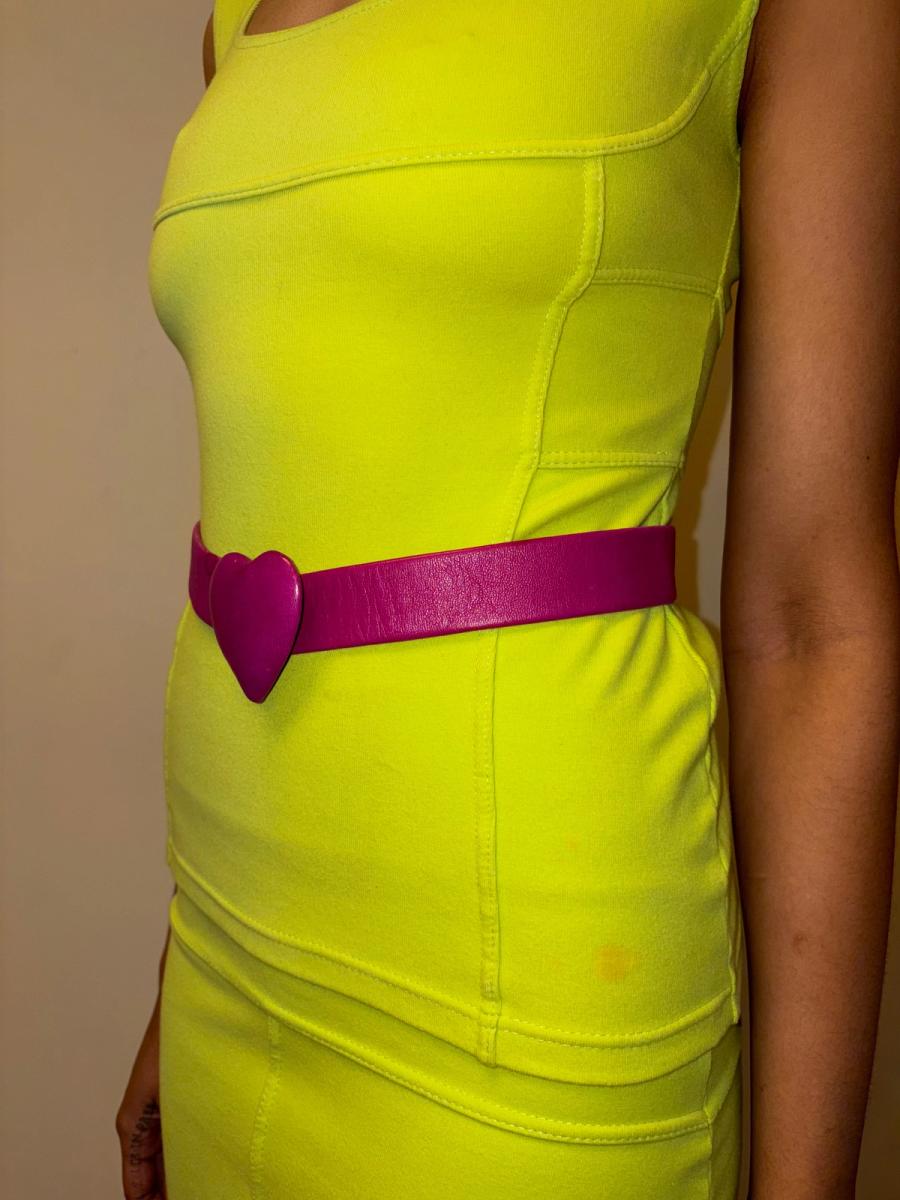 80s Chantal Thomass Pink Leather Heart Belt product image