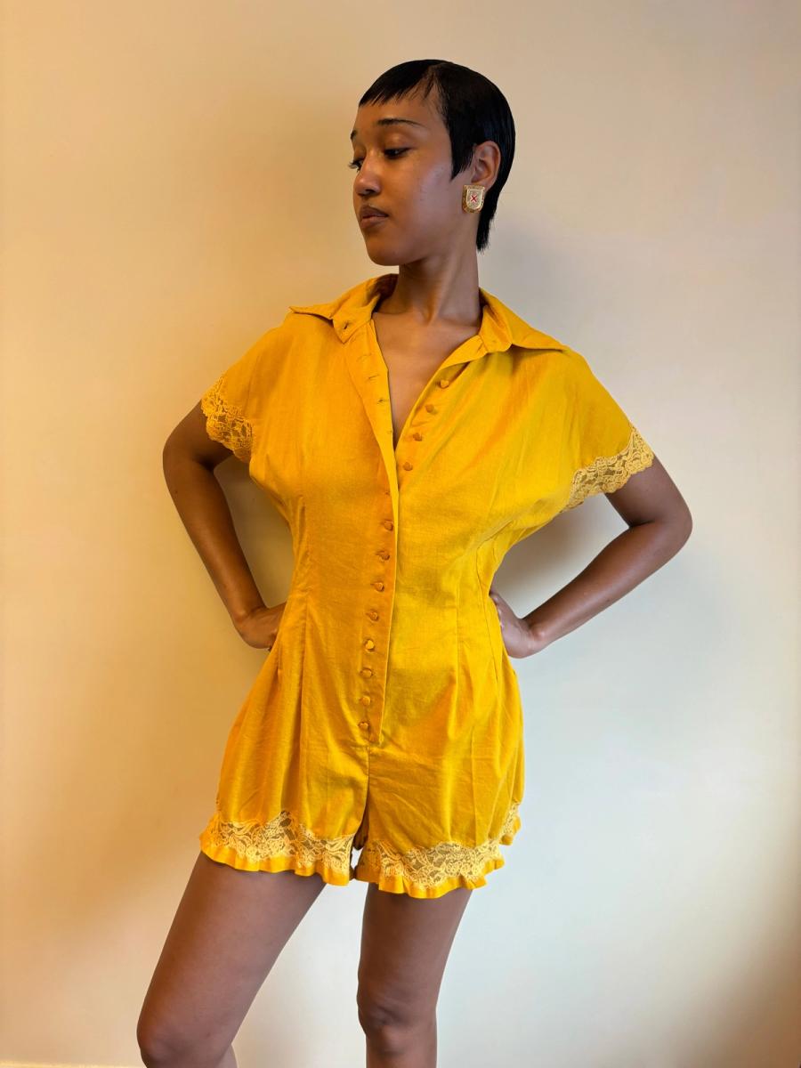 80s Chantal Thomass Yellow Romper