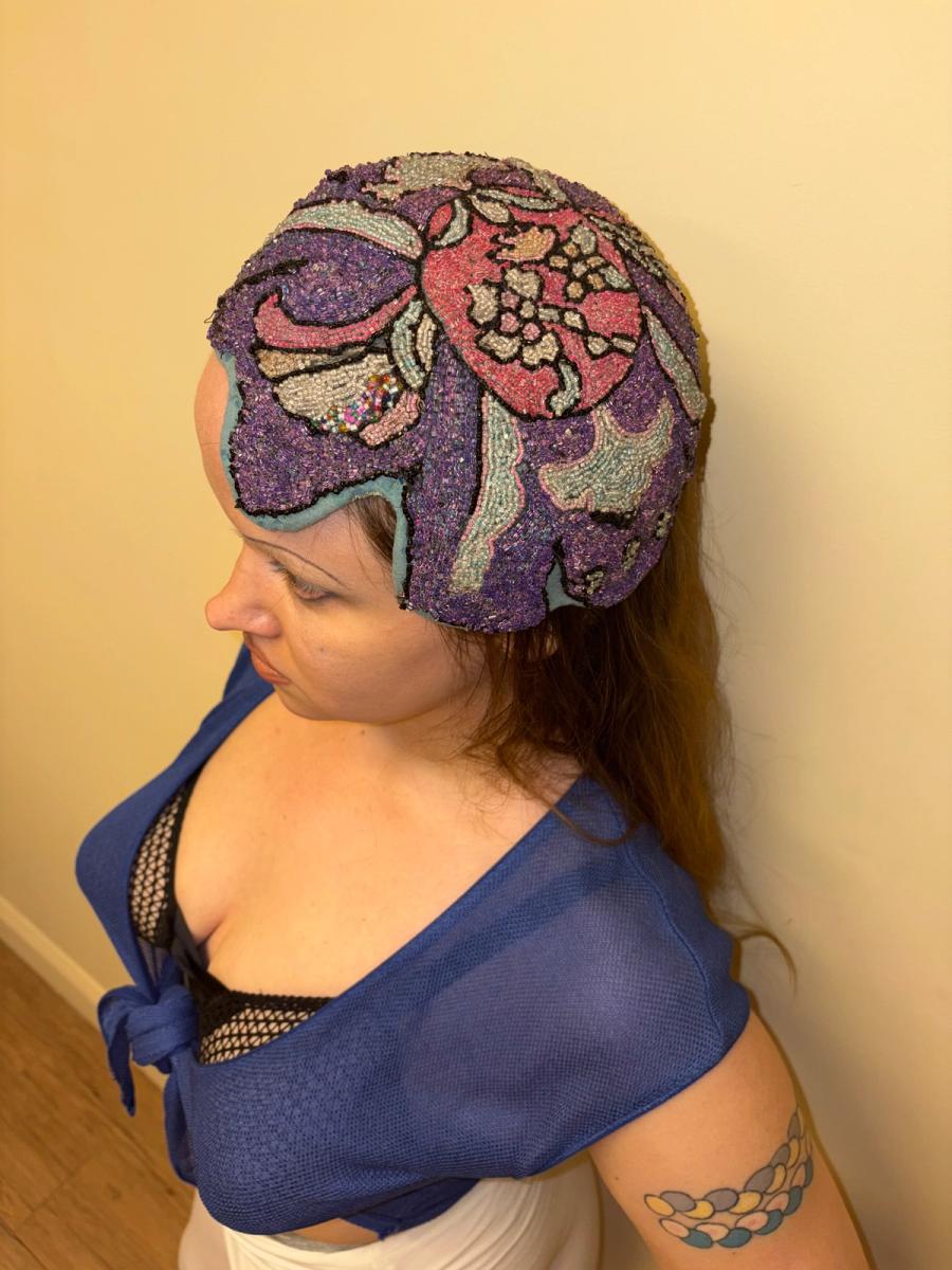 1920s Beaded Casque Helmet Hat product image