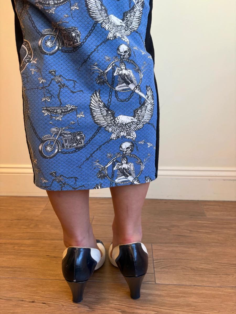 80s Junior Gaultier Biker and Pin-up Girl Hobble Skirt product image