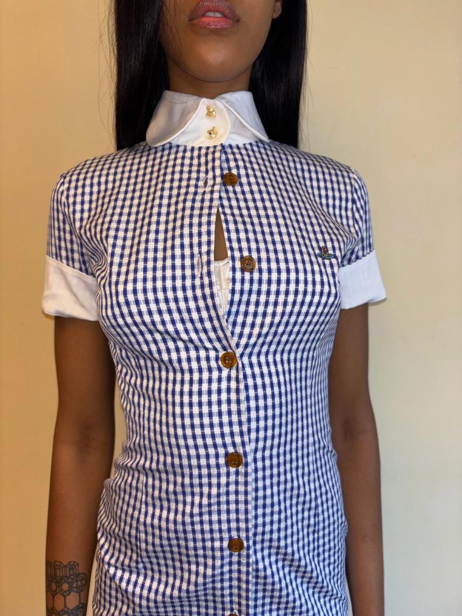 90s Vivienne Westwood Checked Dress with Hi-Collar product image