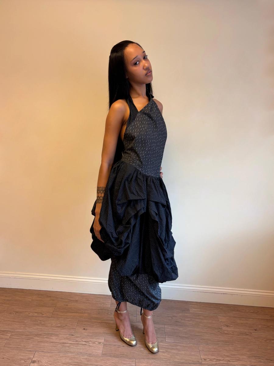 80s Popy Moreni Asymmetrical Ruched Dress product image