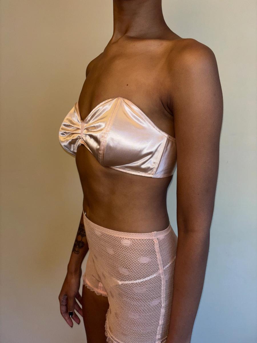 40s French Pink Satin Bra product image