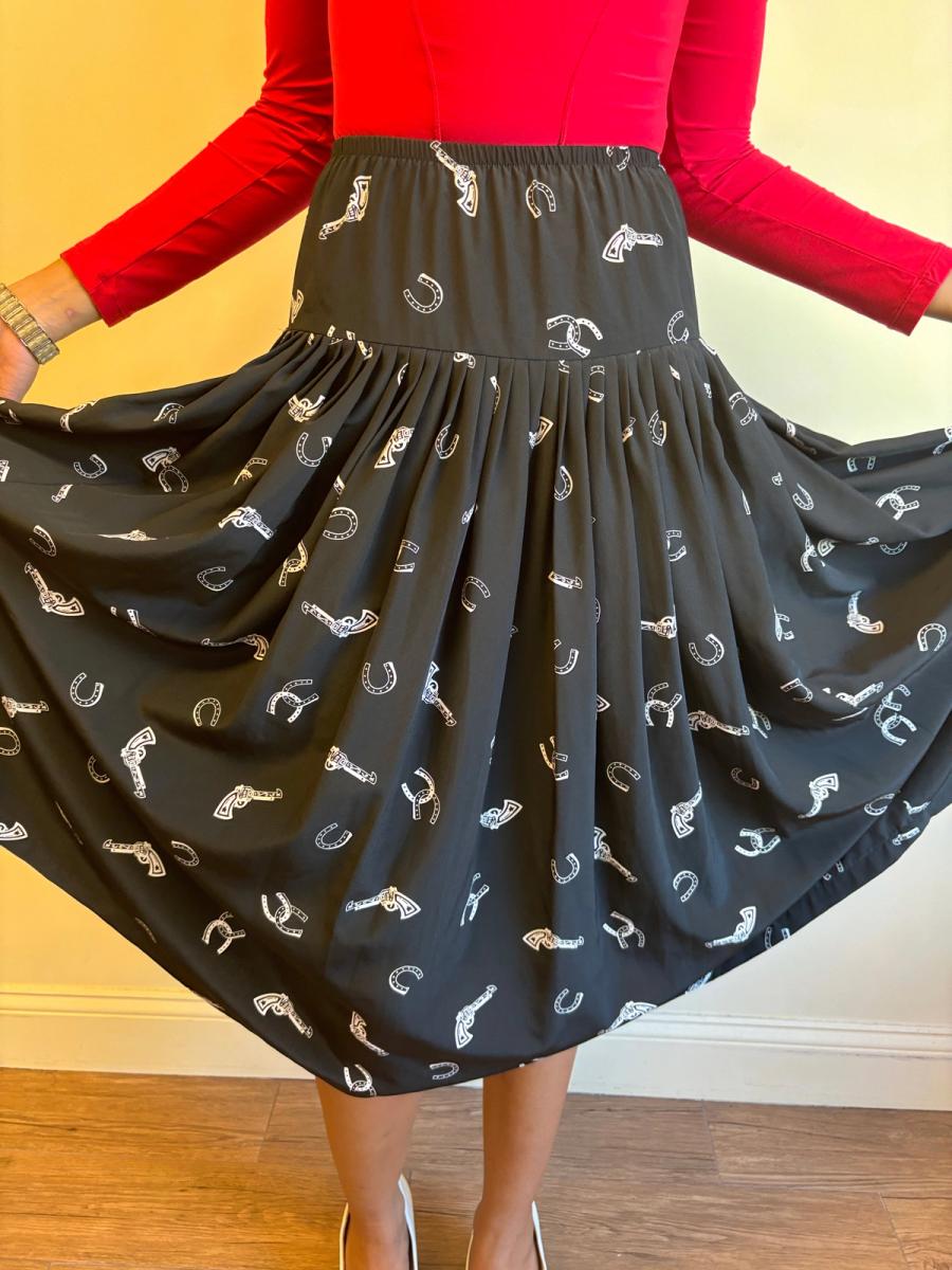 80s Norma Kamali Western Print Skirt product image