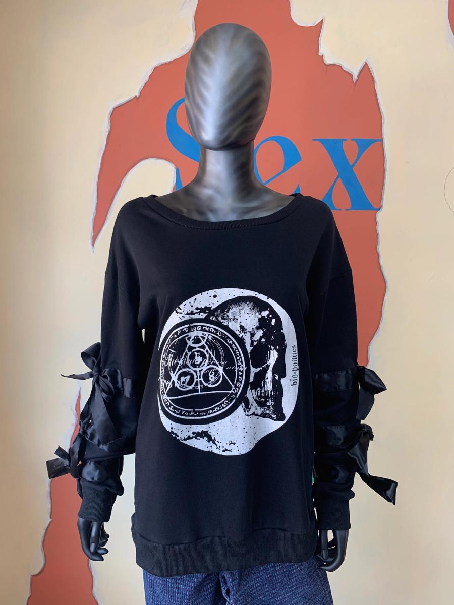 Bio- Politics Skull Sweatshirt with Bow Sleeves product image