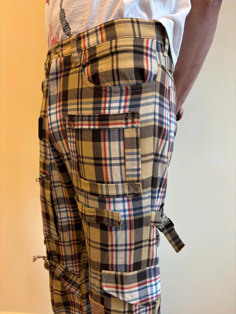 Milkboy Leather Patchwork Plaid Pants product image