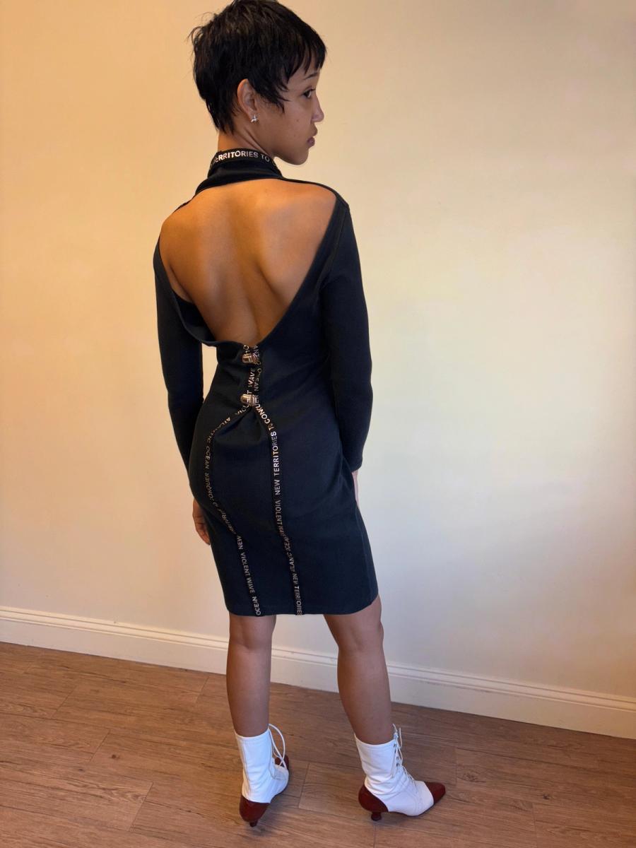 80s Kansai Yamamoto Suspender Clip Text Dress product image