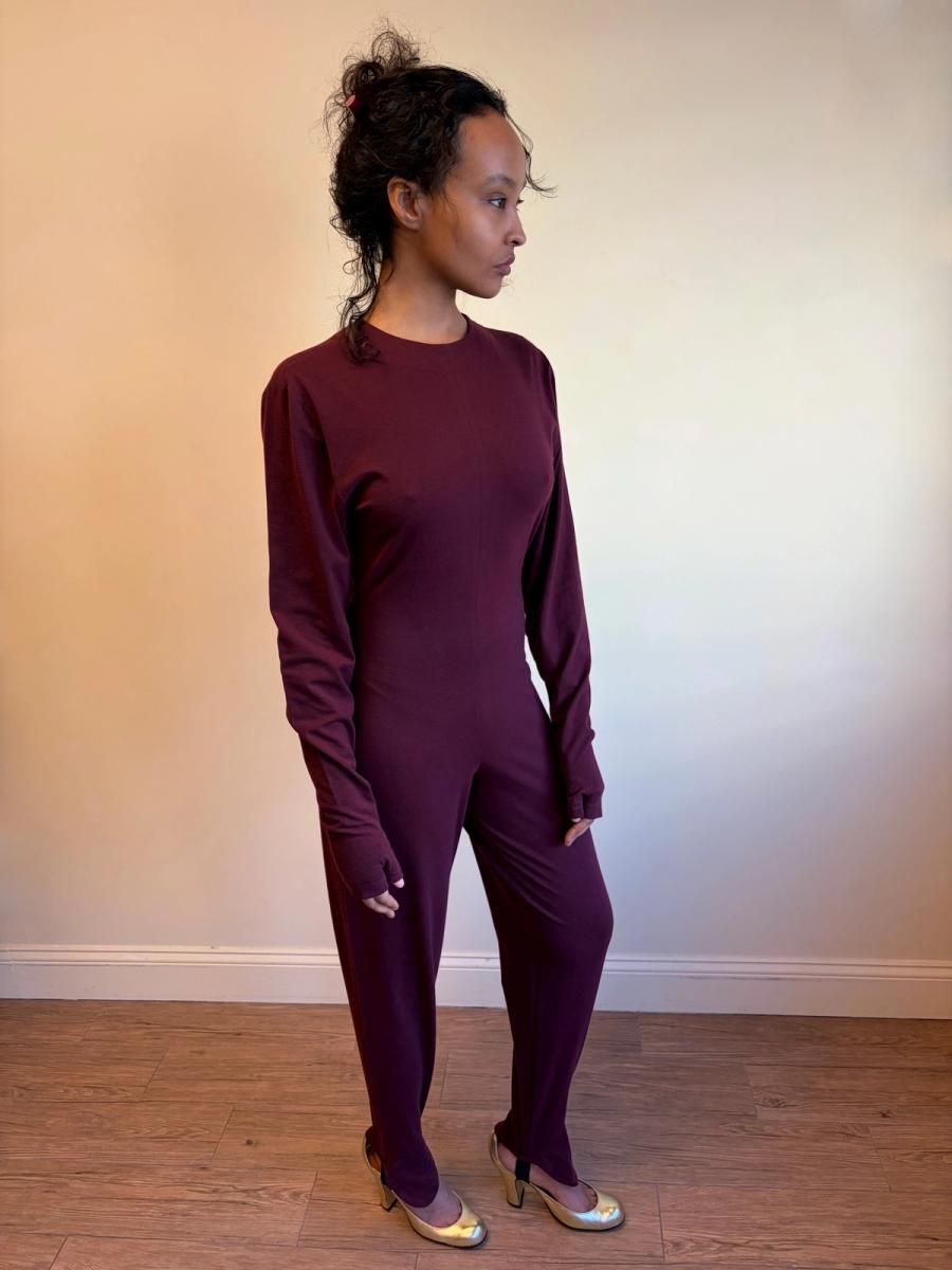 80s Norma Kamali Plum Leotard product image