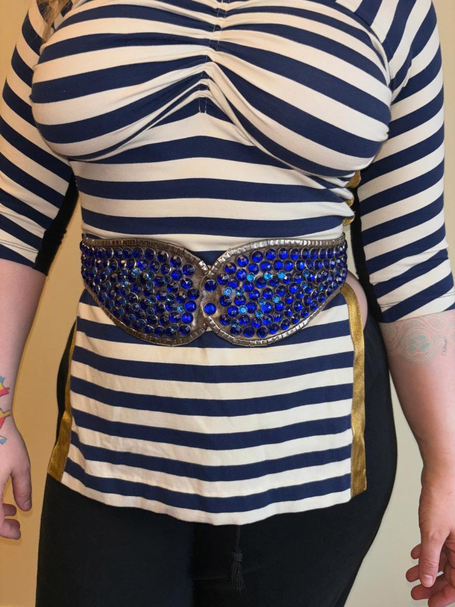 1980s Parisian Designed Blue Gem Encrusted Belt product image