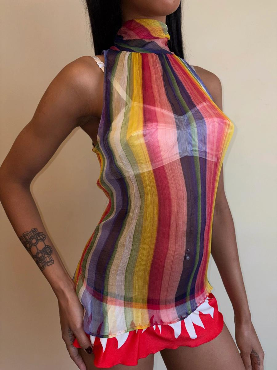 1930s Rainbow Chiffon Crepe Top product image