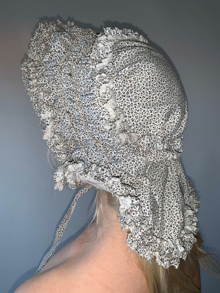 1800s Calico French Calash Bonnet product image