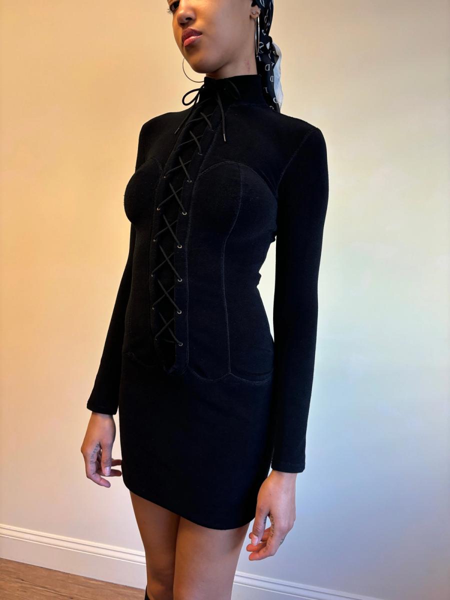 Vintage Chantal Thomass Velvet Lace Up Dress product image