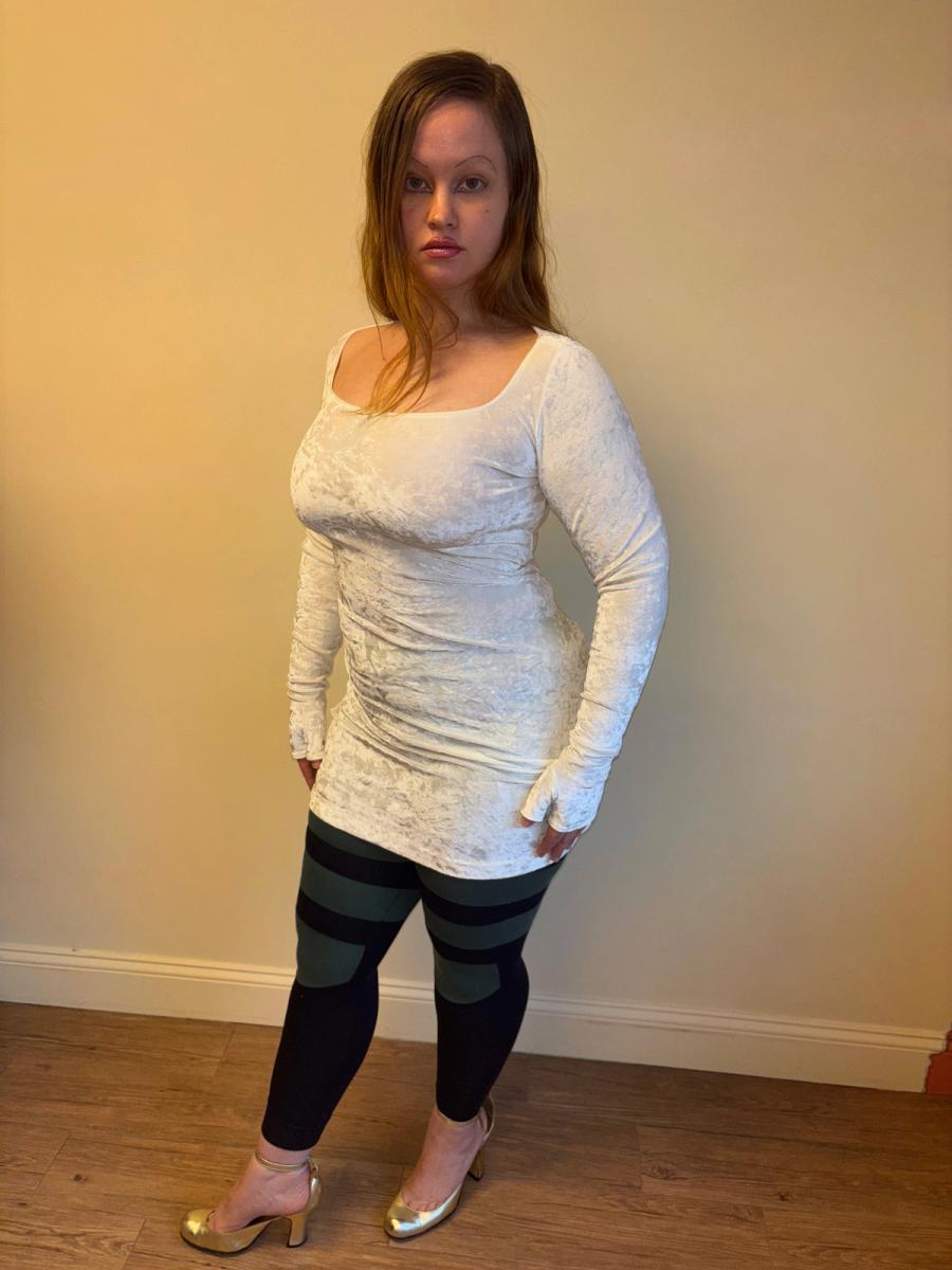 90s Norma Kamali Gloved White Velvet Dress product image