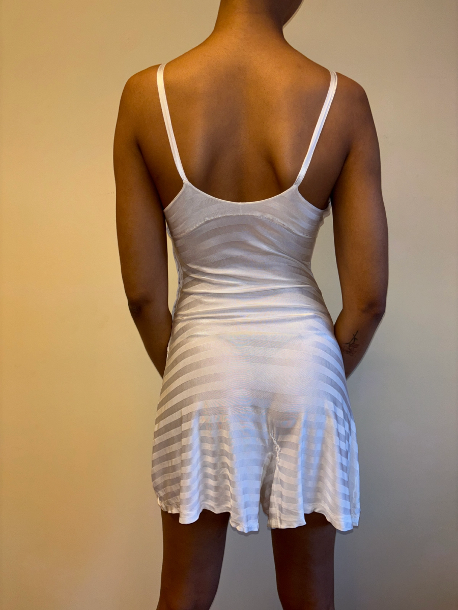 1930s White Striped Rayon Knit Step In product image