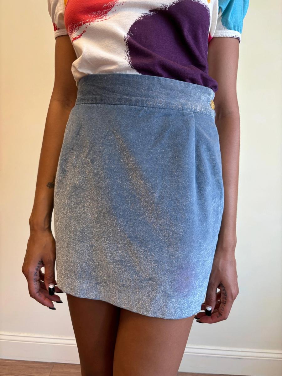 90s Vivienne Westwood Sparkly Velvet Mini Skirt