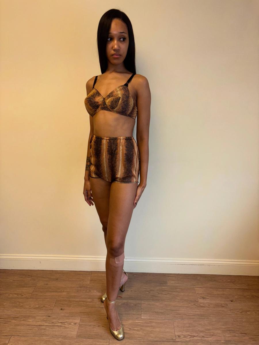 60s or 70s Four Piece Tiger Print Lingerie Set product image
