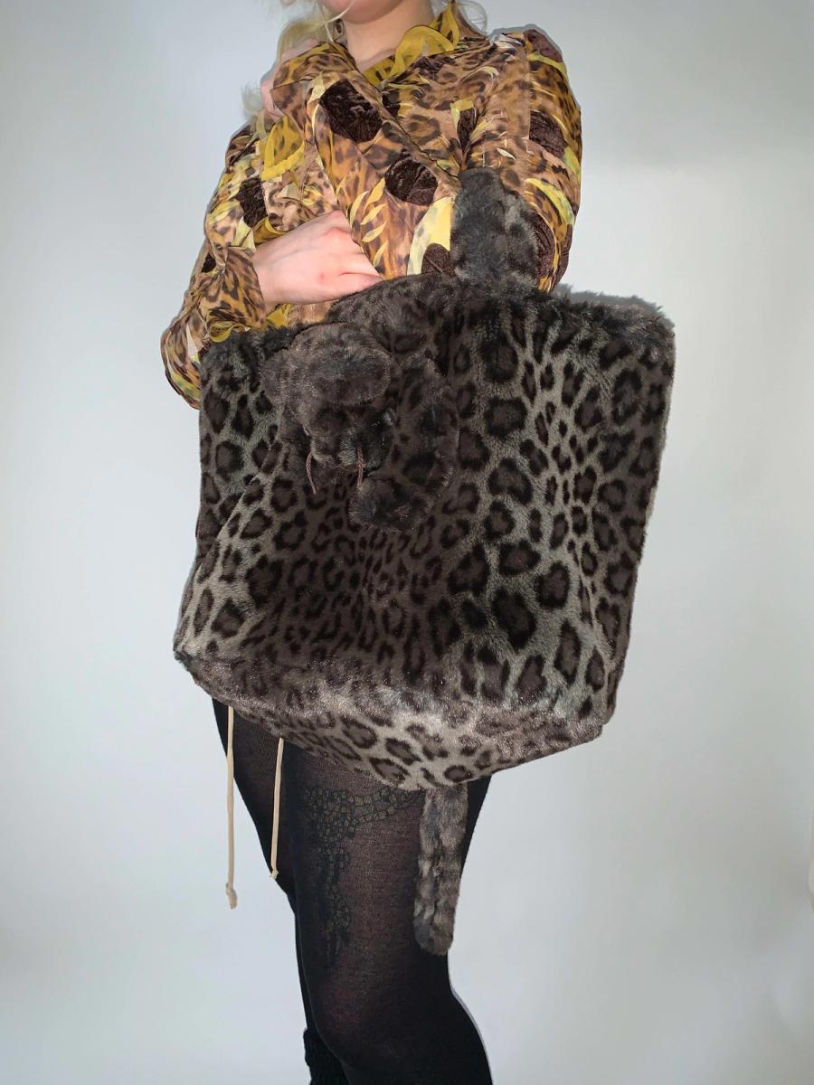 Pink House Leopard Fur Bag