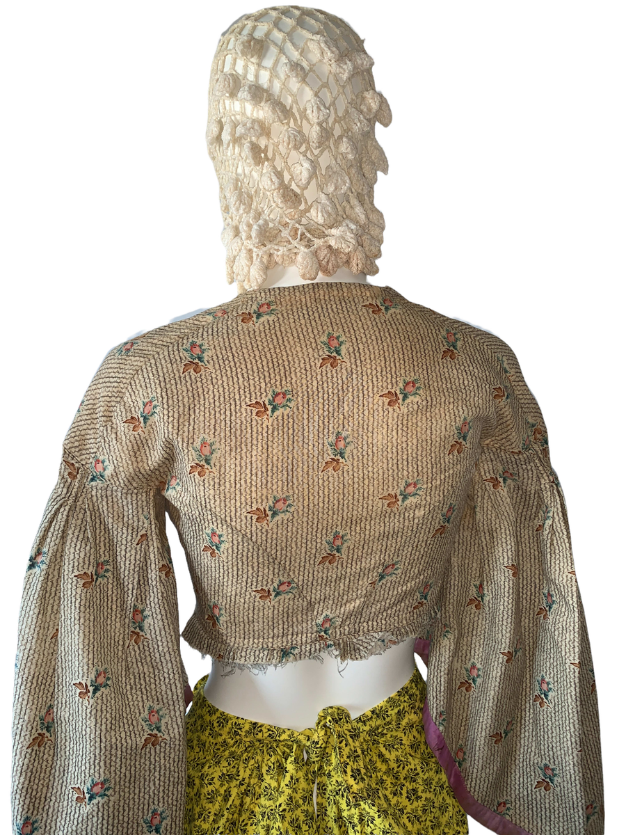 Antique 1850s Wool Challis Dress Top  product image