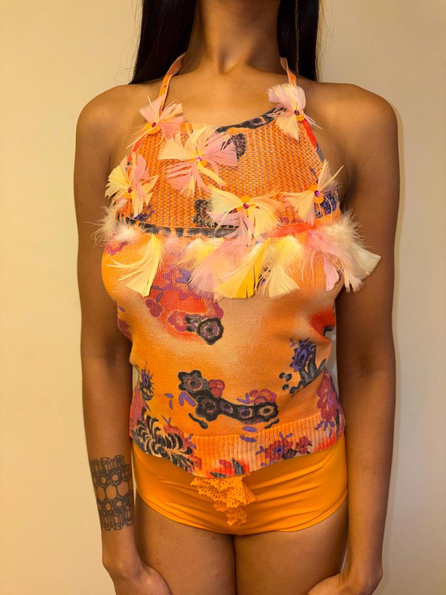Vintage Christian Lacroix Feather Knit Top product image