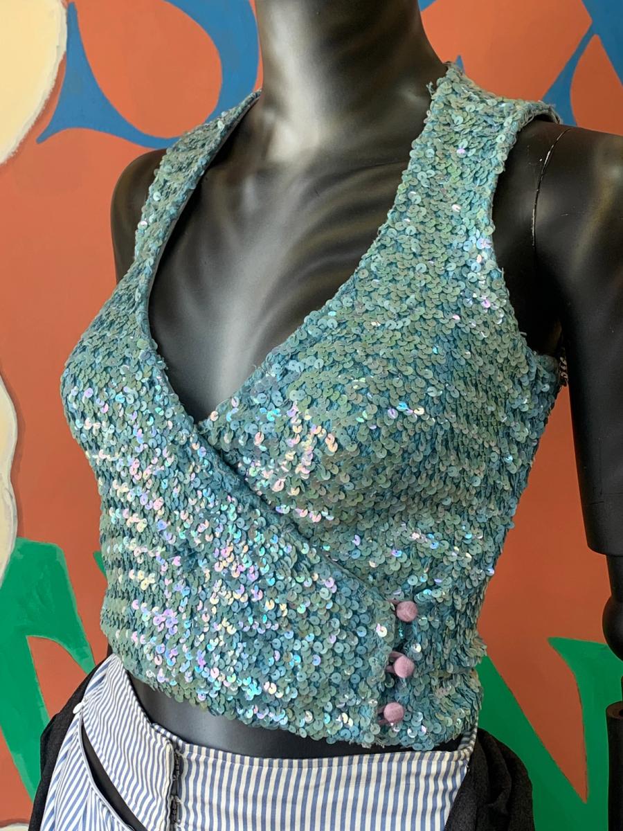 70s Biba Gelatin Sequin Gillet product image