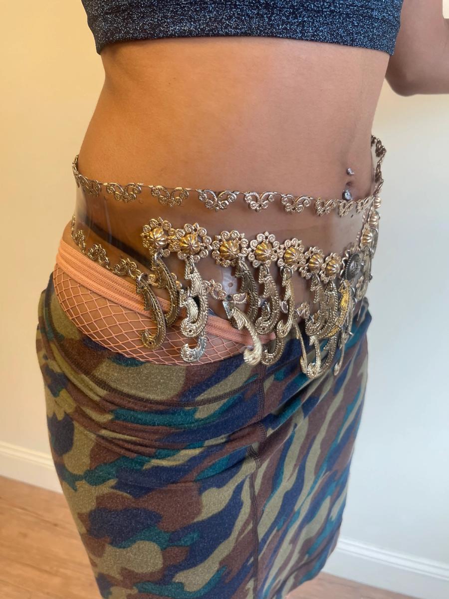 1980s French Vinyl Belt with Metal Charms product image