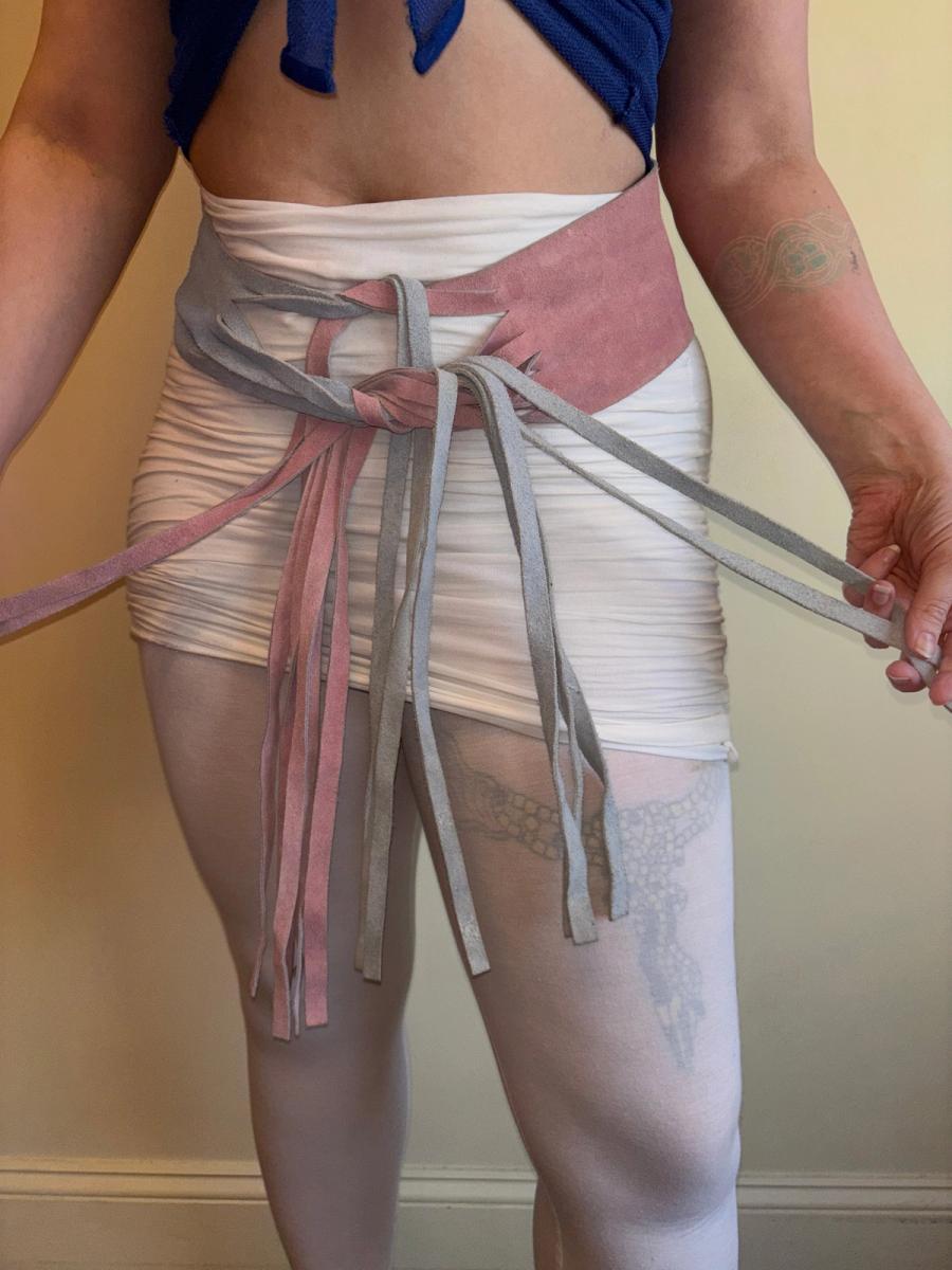 1970s Pastel Buckskin Fringe Belt product image