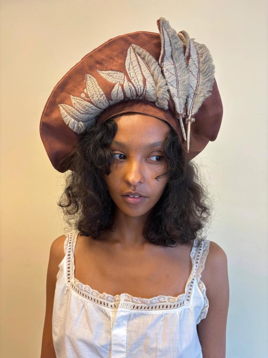 Unusual Midcentury Hat With Tromp L'oeil & Real Feather  product image