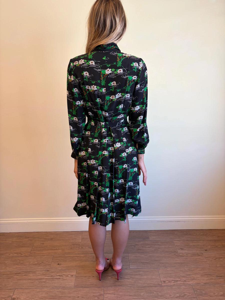 70s Koshino Sisters Lotus Print Secretary Dress product image