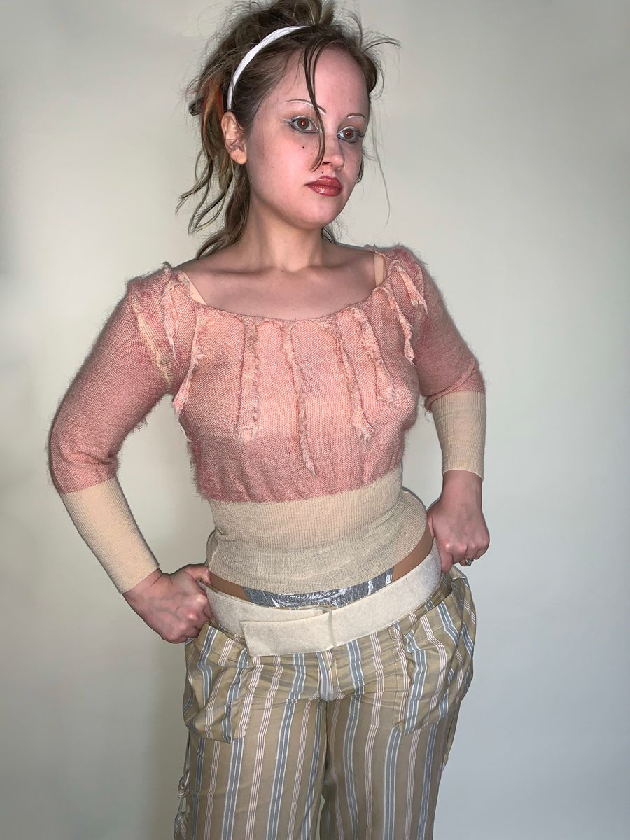 Vivienne Westwood Gold Label Shredded Pink Mohair Sweater product image