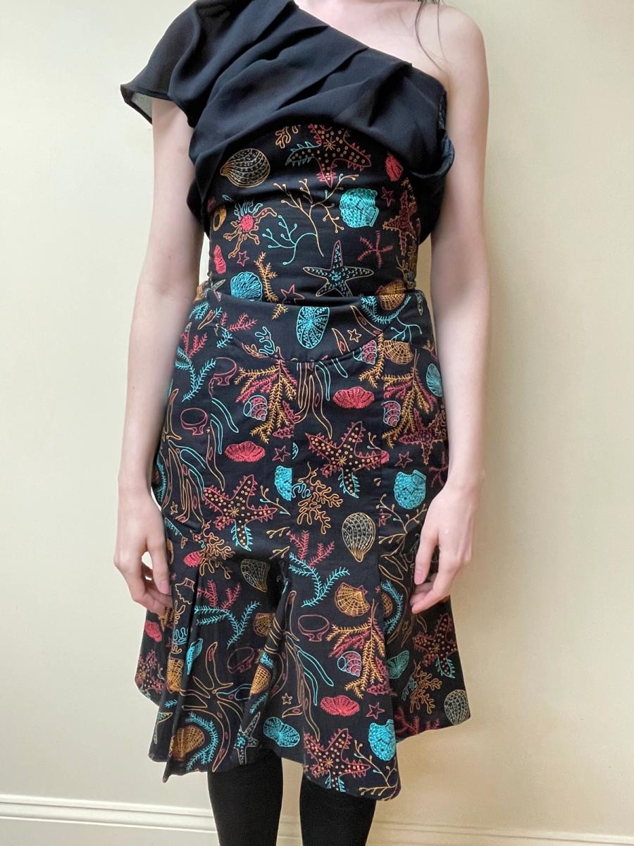 80s Norma Kamali Ultra Hi-Waist Sea Print Skirt product image