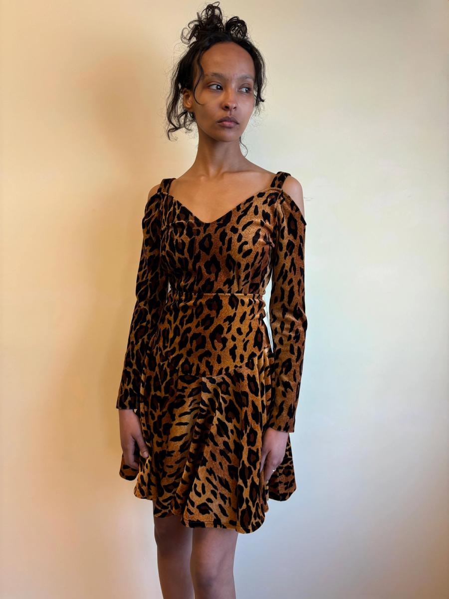 80s Norma Kamali Velvet Cheetah Print Set product image