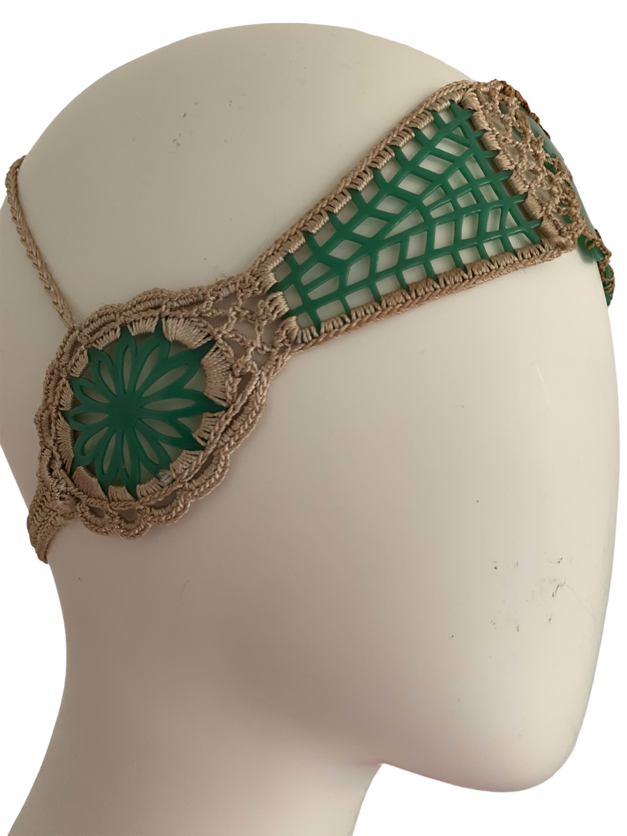1920s French Celluloid Macrame Butterfly Headdress product image