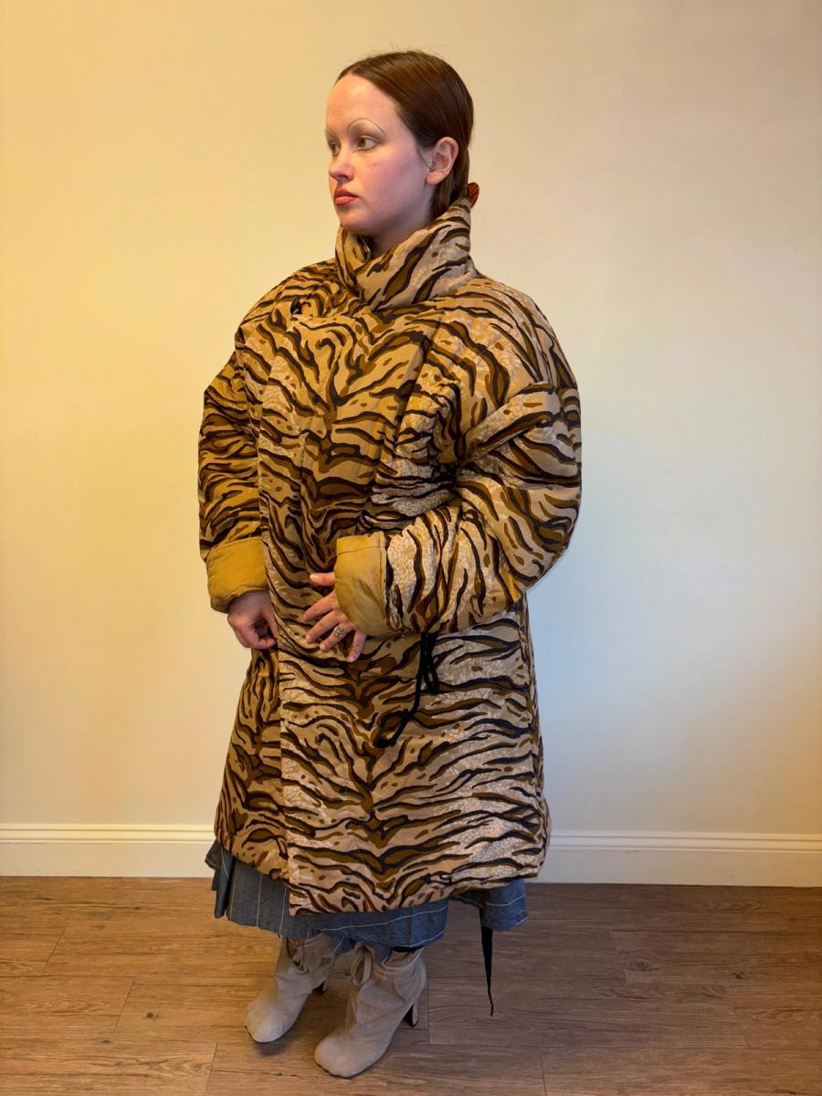90s Norma Kamali Tiger Print Sleeping Bag Coat product image